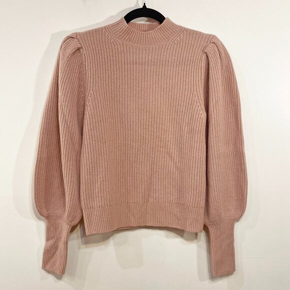 New Reformation Perche 100% Cashmere Puff Sleeve Sweater Serenade Pink XS $228 - Picture 2 of 6